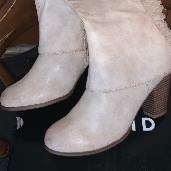 TORRID faux leather tan lattice knee high boots - Picture 7 of 7